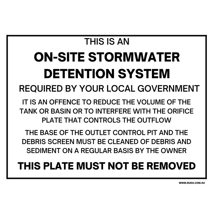 Onsite Stormwater Detention Tank Signage