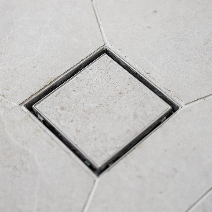 Chrome Tile Insert Square Small Floor Waste - 115mm