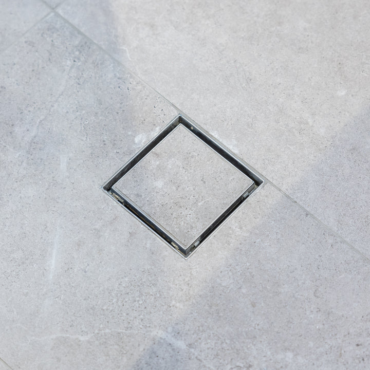 Chrome Tile Insert Square Small Floor Waste - 115mm