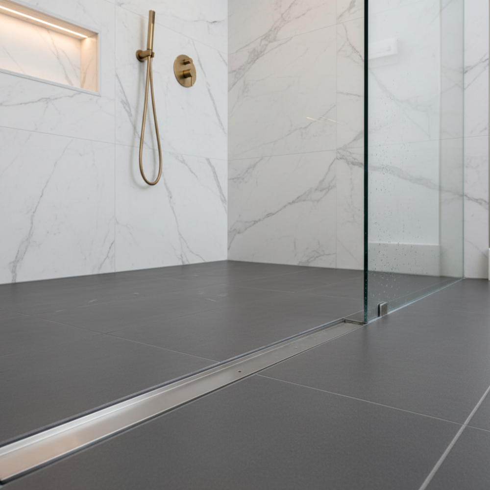 Plastic Strip Drain Kit + SS Tile Insert Grate