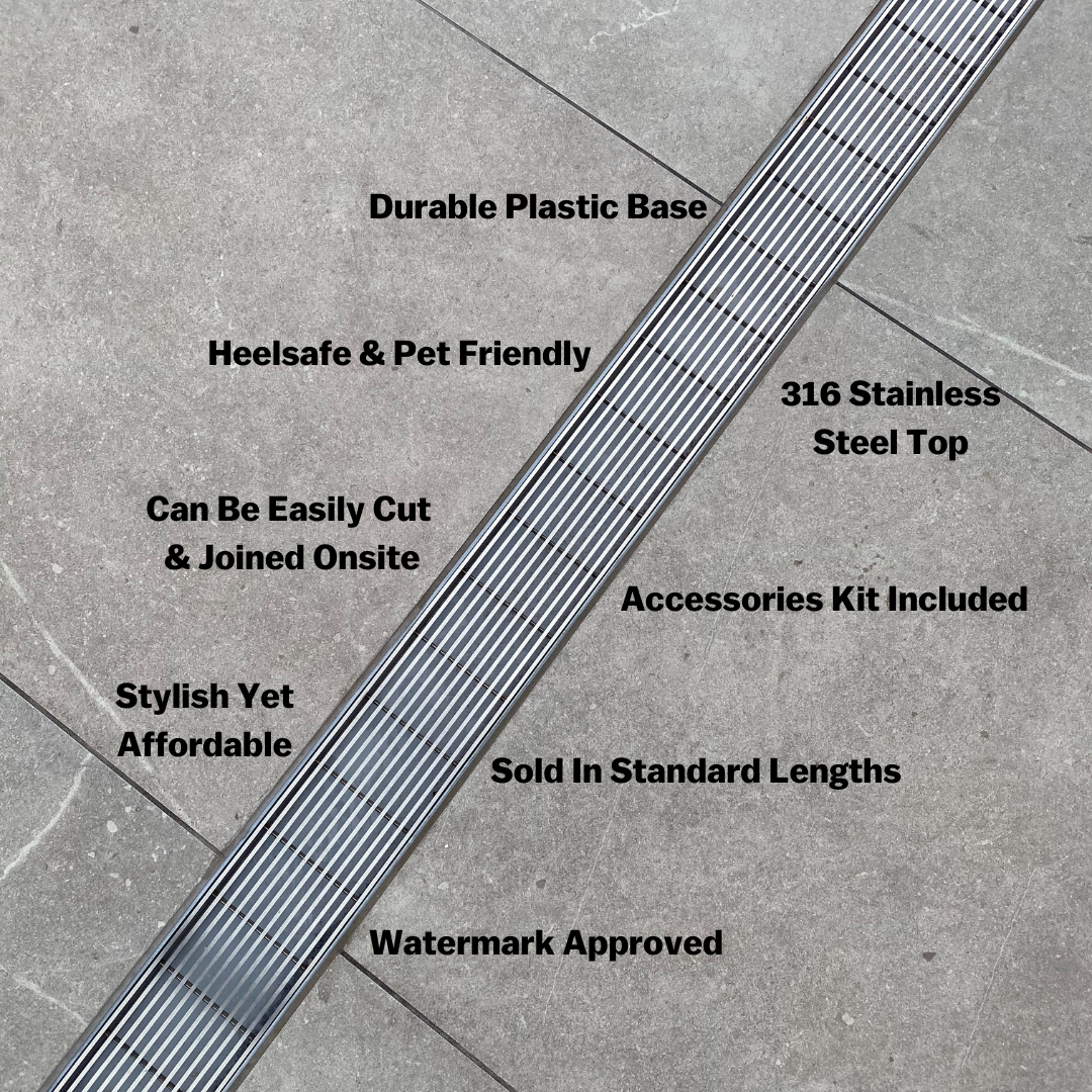 Plastic Strip Drain Kit + SS Heelguard Grate