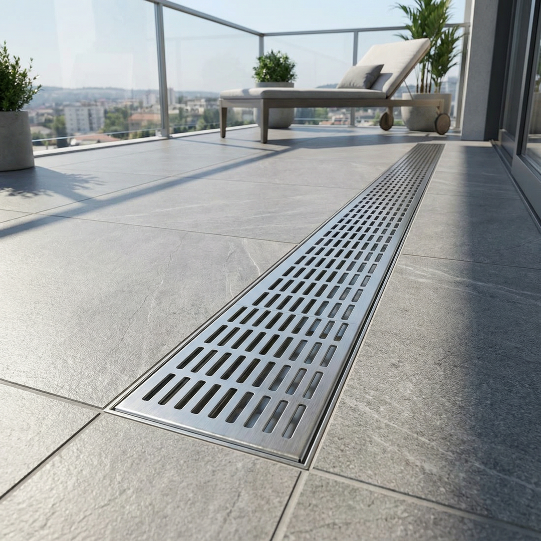 Lines Pattern Grate & Drain - Stainless Steel