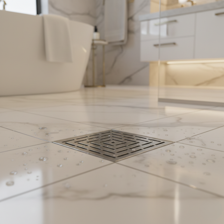 Line Pattern Stainless Steel Square Drain - 115mm