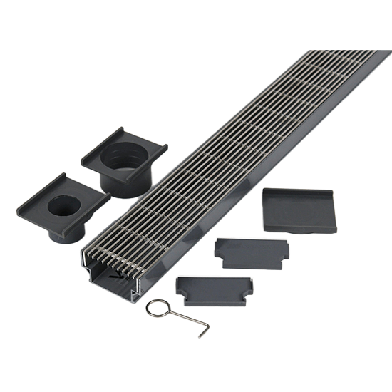 Plastic Strip Drain Kit + SS Heelguard Grate